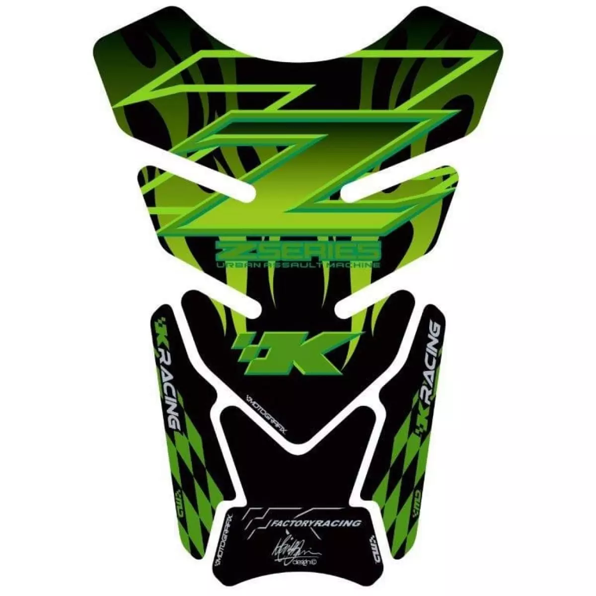 Protection De Réservoir Motografix 4 Pièces Noir Vert Pour Kawasaki