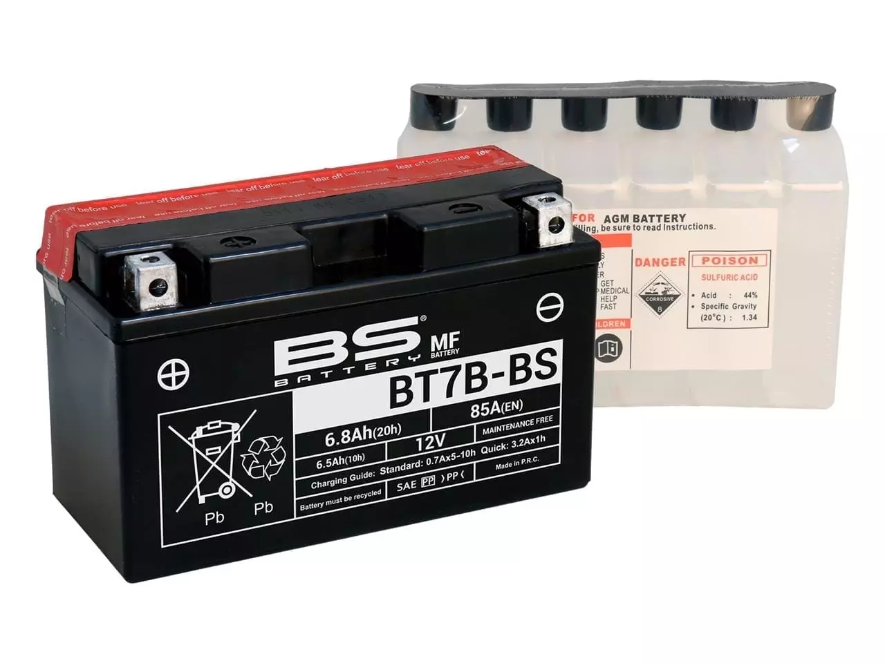 Batterie BS BATTERY BT7B-BS Sans Entretien Livrée Avec Pack Acide ...