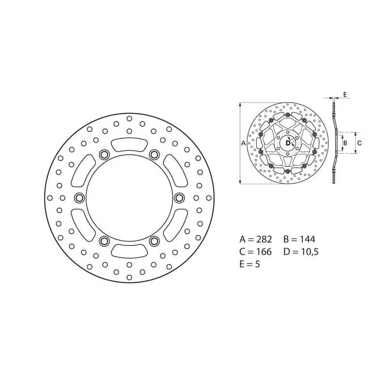 Disque de Frein Arrière Brembo Serie ORO rond fixe Moto Guzzi 1100 V11/SPORT